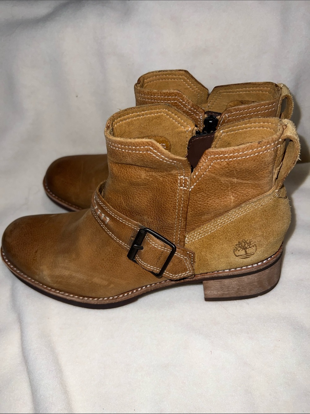Timberland Chestnut Brown Leather Ankle Booties with Side Buckle - Picture 4 of 11